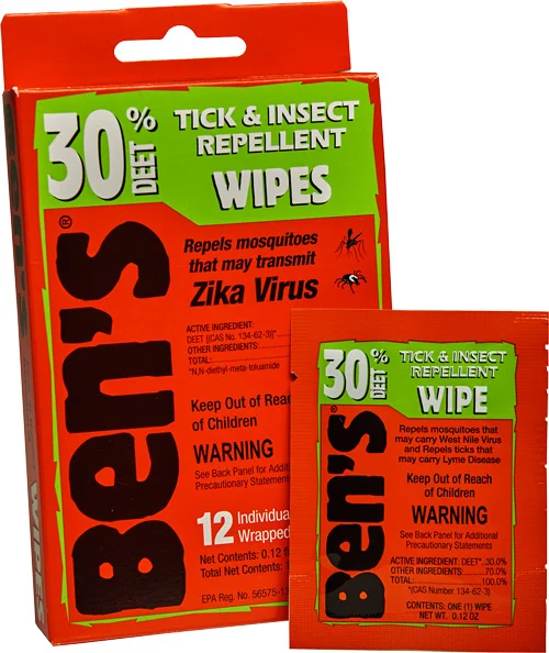 Ben's 30% DEET insect repellent wipes 12-pack product image