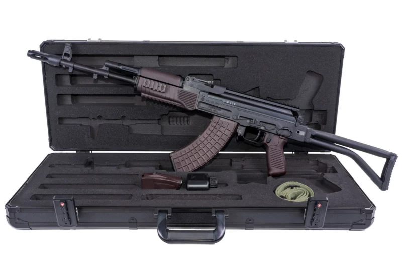 Arsenal SAM7SF 7.62x39mm semi-auto rifle in Plum with AR-M5F rail and 30rd magazine