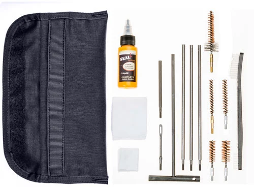 SPORT RIDGE Universal GI Field Cleaning Kit black pouch with rods, brushes, and 1 oz CLP bottle