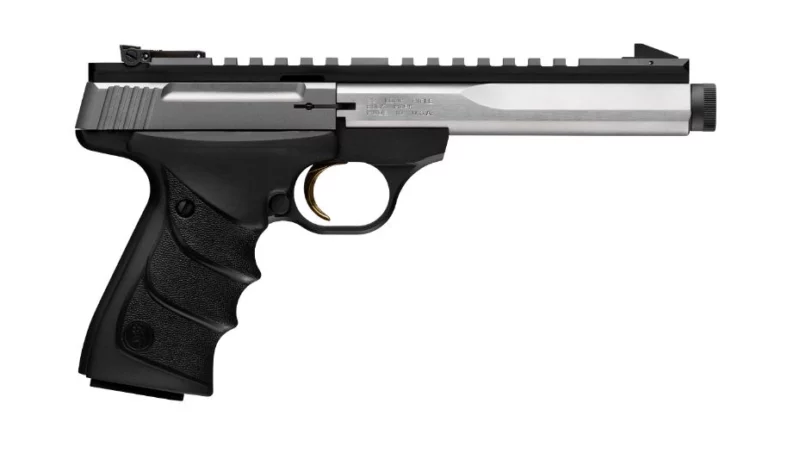 Browning Buck Mark Contour SR .22 LR pistol with threaded stainless barrel and black URX grip