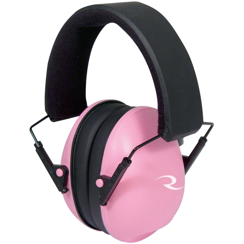 Radians Lowset 21 dB NRR pink and black over-the-head earmuff