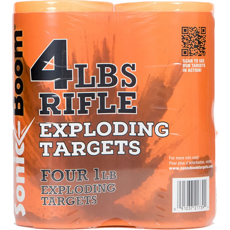 Sonic Boom exploding rifle target 1 lb 4-pack blaze orange canister