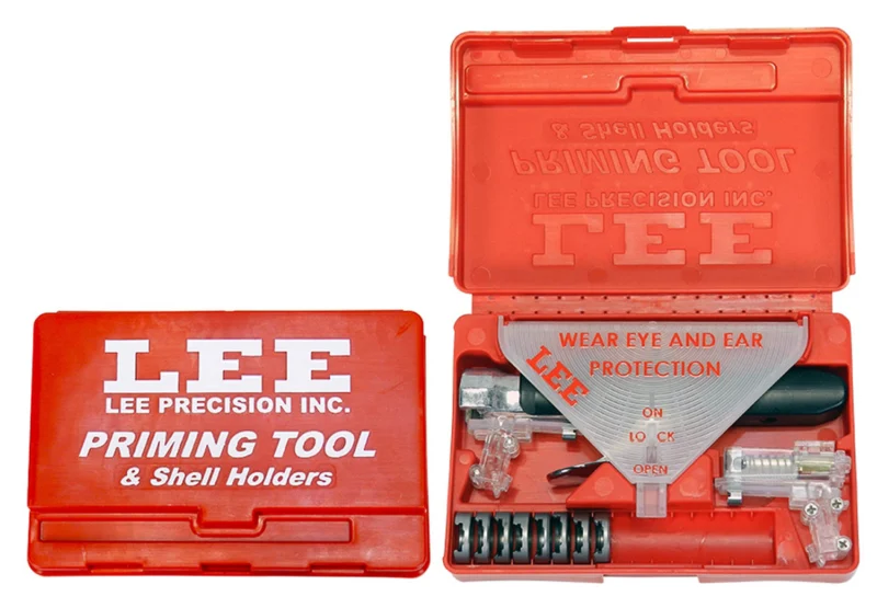 Lee Precision Auto-Prime Kit priming tool with storage box and shell holders