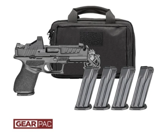 Springfield Armory Hellcat Pro Comp OSP 9mm pistol with Viridian RFX11 and four 15-round magazines