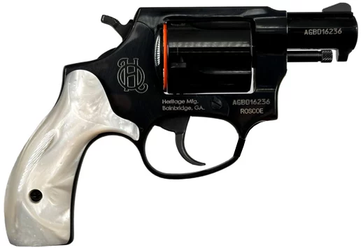 Heritage Roscoe .38 Special 3in blued revolver with white pearl grips