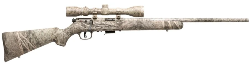 Savage 93 XP Camo .17 HMR 21in bolt-action rifle with 3-9x40mm scope and brush camouflage synthetic stock