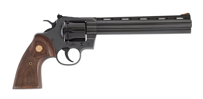 Colt Python .357 Magnum 8-inch blued revolver with walnut target grips
