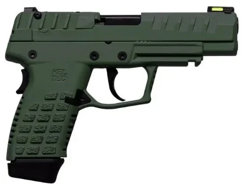 KelTec P15 9mm 4in pistol with OD green grip and matte black slide