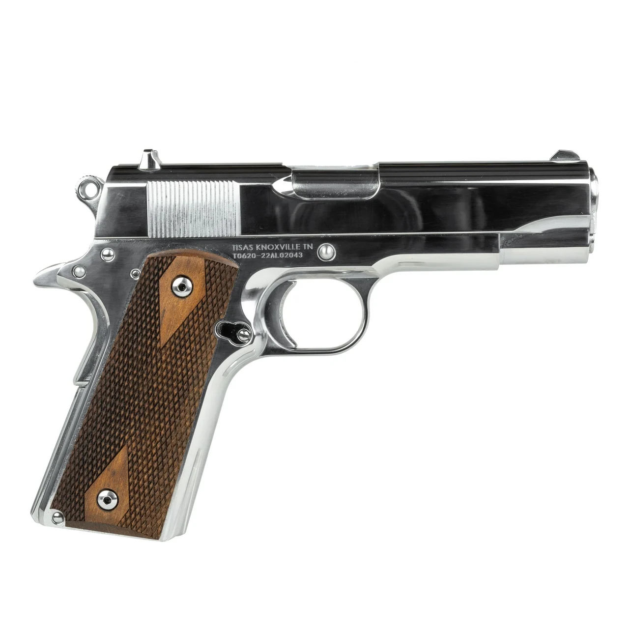 TISAS 1911A1 Desperado polished chrome commander 4.25" pistol with walnut grips