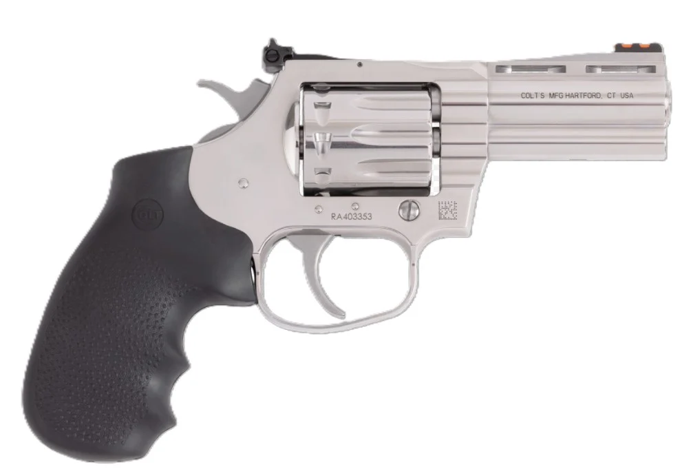 Colt King Cobra .22 LR 3-inch stainless revolver with fiber-optic front sight and Hogue rubber grip
