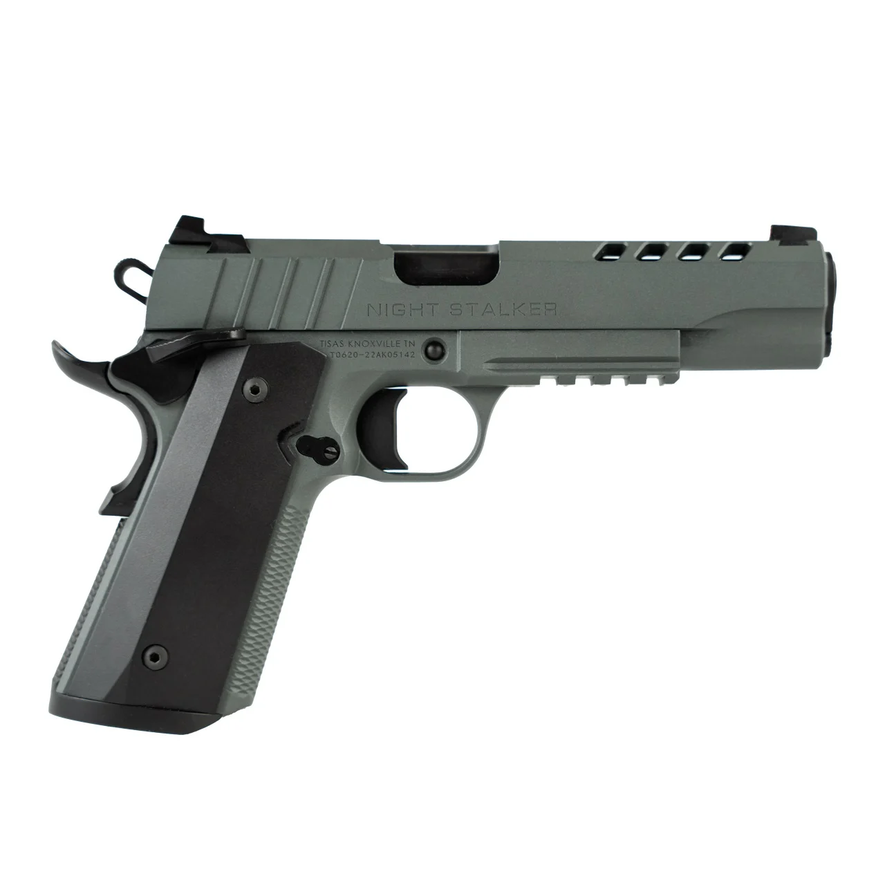 Tisas 1911 Night Stalker 10mm pistol in gray Cerakote with 5" barrel
