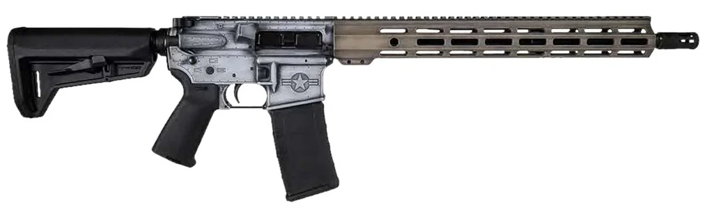 Shark Coast Tactical A-10 Warthog 5.56 NATO 16-inch M-LOK distressed grey rifle