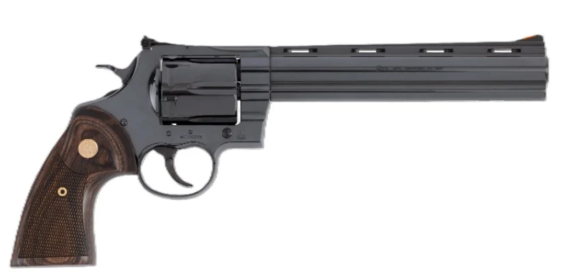 Colt Anaconda .44 Magnum 8-inch blued revolver with walnut target grips