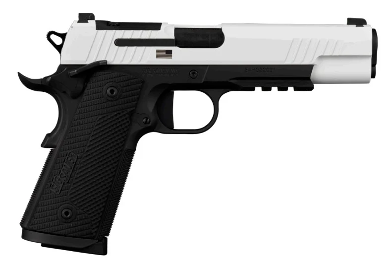 SIG Sauer 1911 X-Full Freedom Series .45 ACP 5-inch white Cerakote slide black frame G10 grips