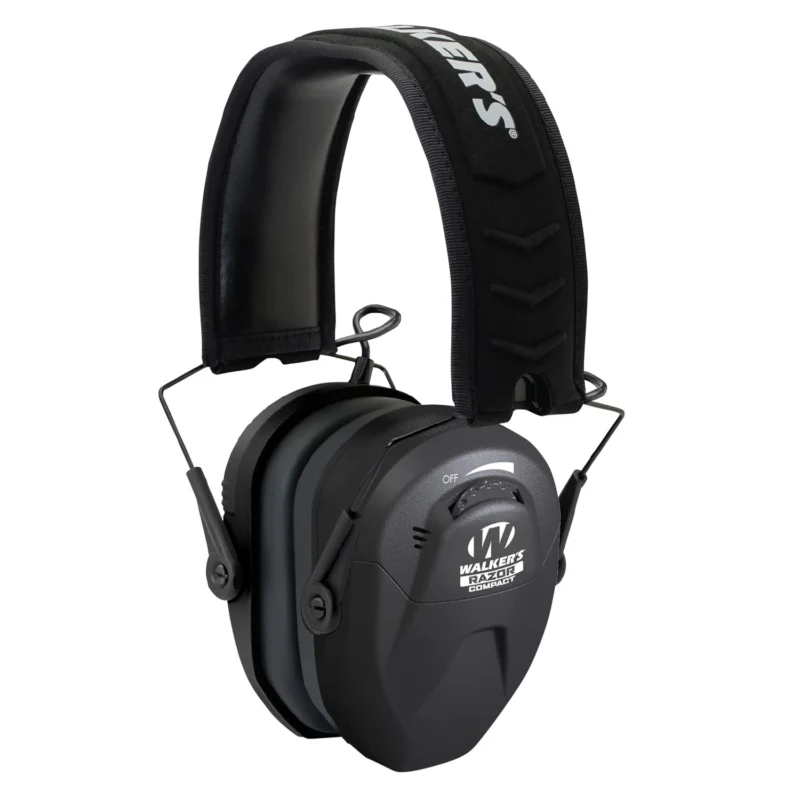 Walker's Razor Compact electronic earmuff 23 dB NRR black, compact folding design