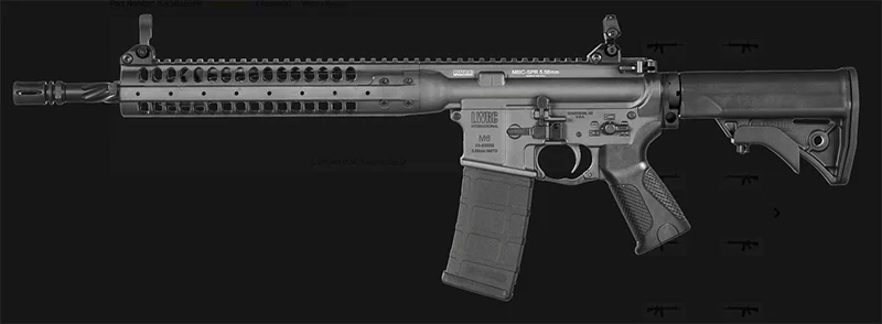 LWRC IC-SPR 5.56 NATO Tungsten Grey piston AR rifle side view