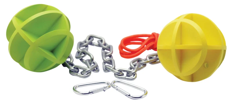 SME self-healing dueling ball target green-yellow with chain and rope