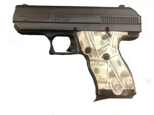 Hi-Point C-9 Money 9mm pistol, 3.5-inch barrel, $100 bill pattern