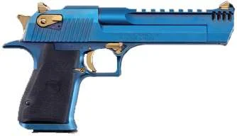 Magnum Research Desert Eagle Mark XIX .50 AE 6 inch Carbo Blue with titanium gold accents