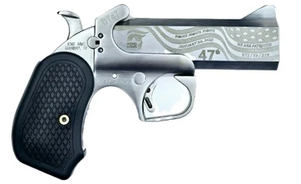 Bond Arms DT47 satin 4.25 inch engraved derringer .45 Colt/.410 with leather holster
