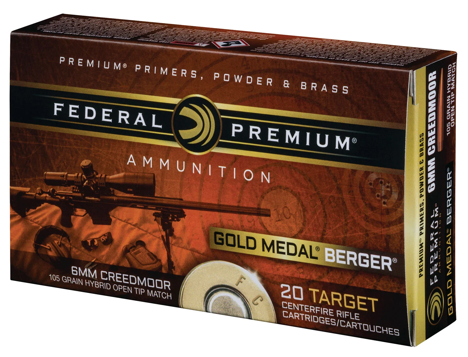 Federal Gold Medal 6mm Creedmoor 105gr Berger Hybrid 20ct box product image