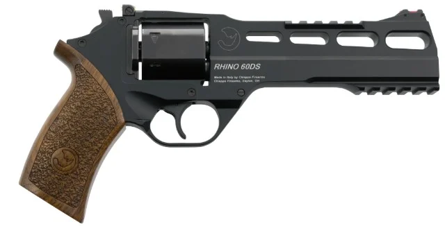 Chiappa Rhino 60 DS 10mm revolver, 6-inch barrel, black finish, walnut grips