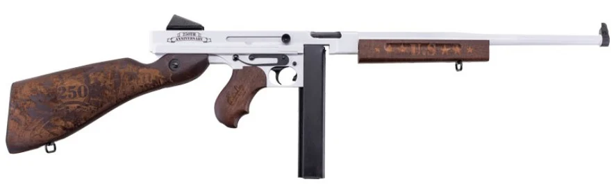 Auto-Ordnance Thompson TM1 Navy 250th Anniversary .45 ACP carbine in white Cerakote with walnut furniture