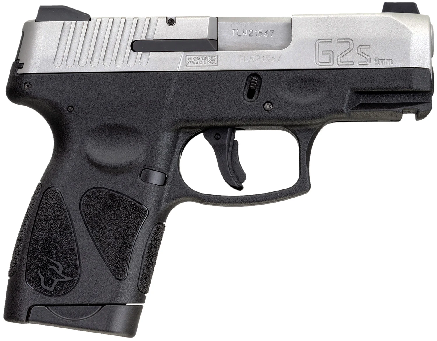 Taurus G2S 9mm compact pistol with matte stainless slide and black polymer frame