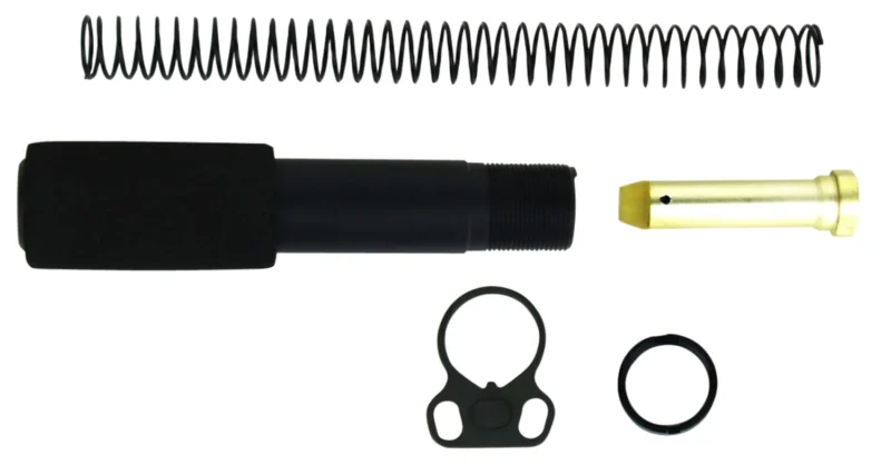 TacFire AR-15 pistol buffer tube kit with dual loop end plate, buffer, spring, and castle nut