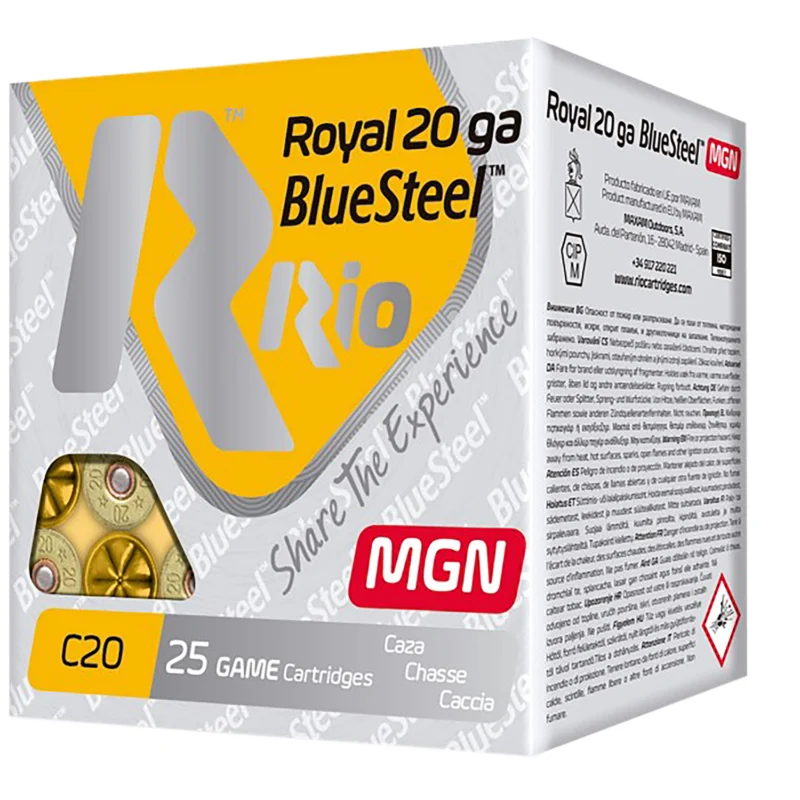  Ammunition BlueSteel Royal 20 Gauge 3 1 Oz #4 Steel 25/Box Ammo