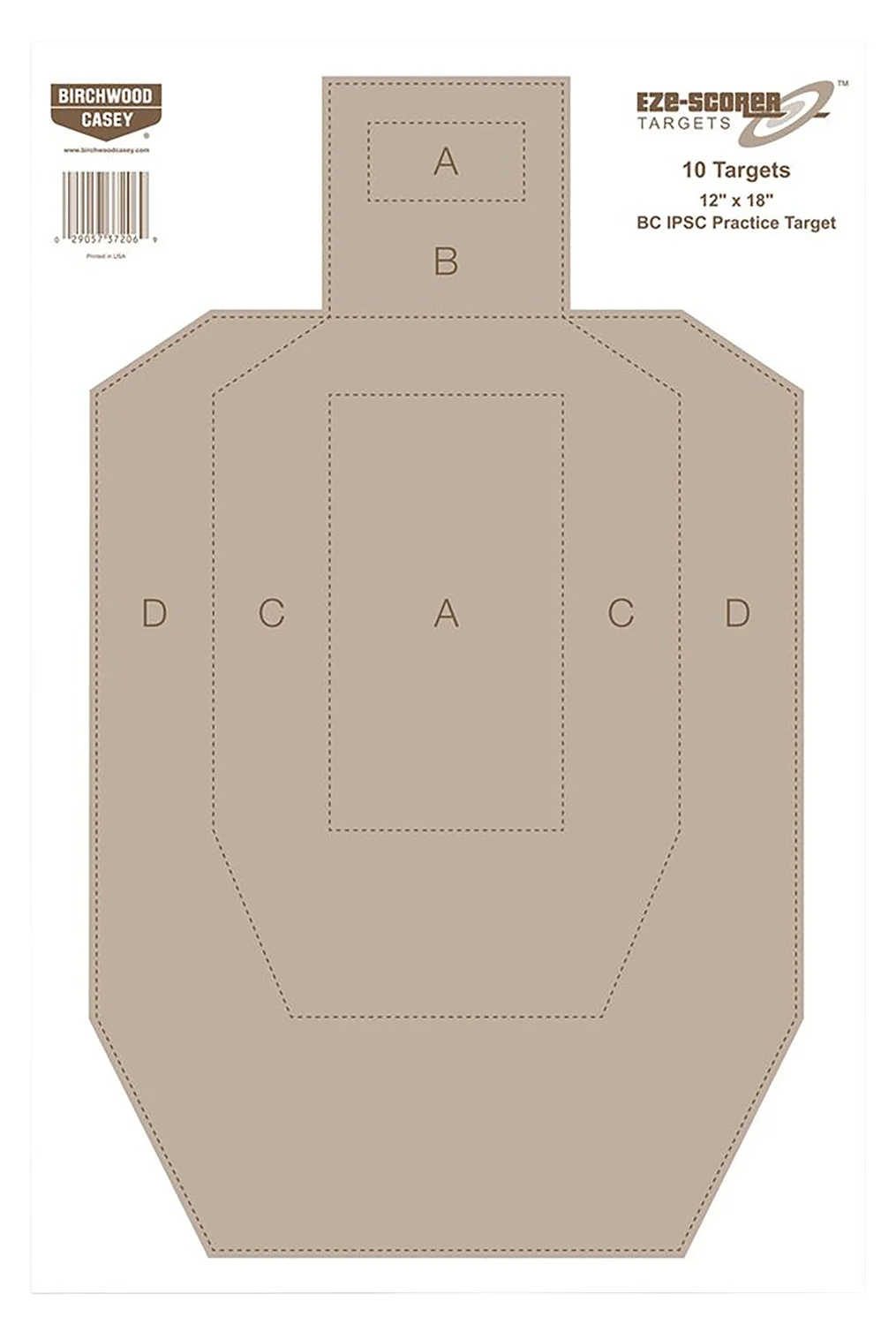 Birchwood Casey EZE-Scorer IPSC practice paper target pack 12x18, 100 count