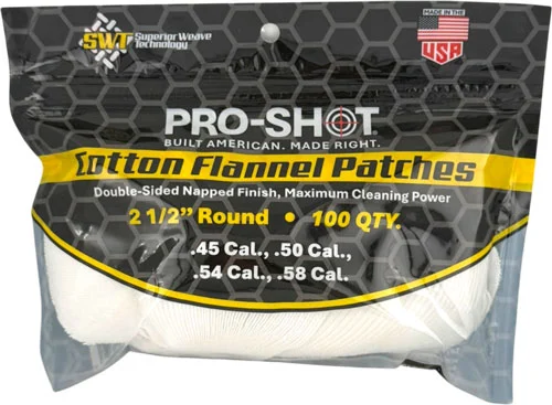 PRO-SHOT cotton flannel cleaning patches 100 count 2.5 inch