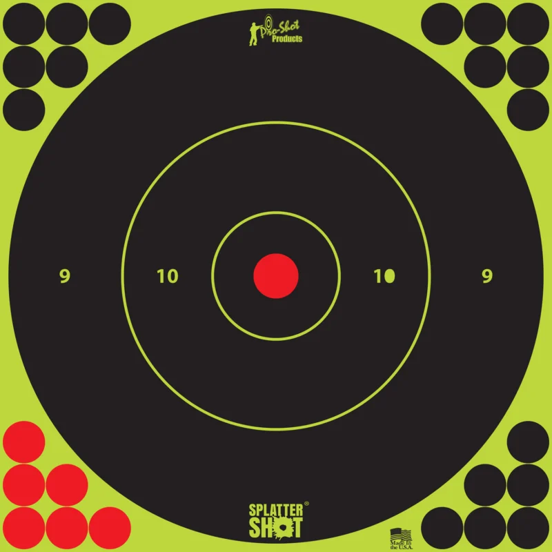 Pro-Shot Splatter Shot 12 inch green bullseye self-adhesive target 5 pack