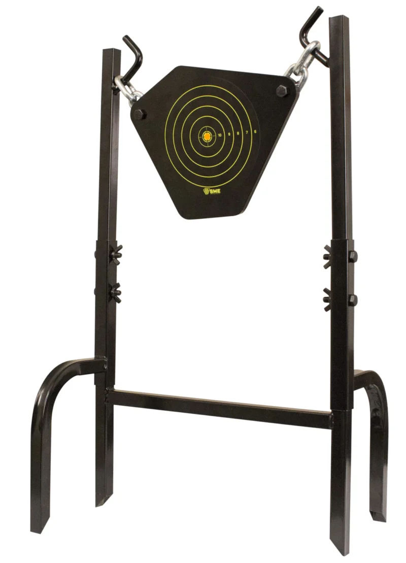 SME Products 9.5-inch black steel gong target mounted on included stand