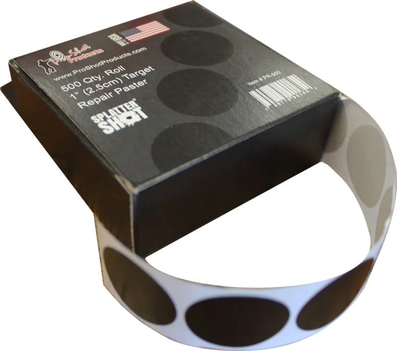 Pro-Shot SplatterShot 1 inch black self-adhesive repair patches 500 per roll