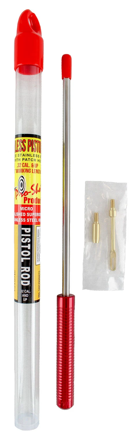 Pro-Shot 8in pistol cleaning rod #8-32 with brass adapter in storage tube
