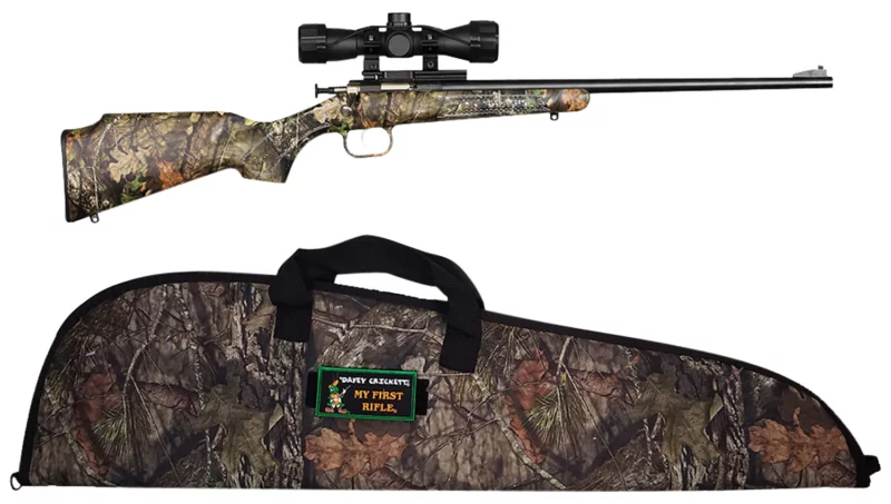Keystone Crickett .22 LR 16.12 in Mossy Oak Break-Up synthetic stock blued rifle with scope