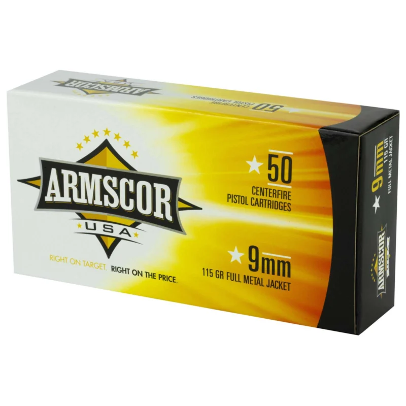 Armscor 9mm 115gr FMJ handgun ammunition box