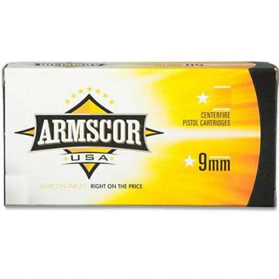 Armscor 9mm 115gr FMJ handgun ammunition box