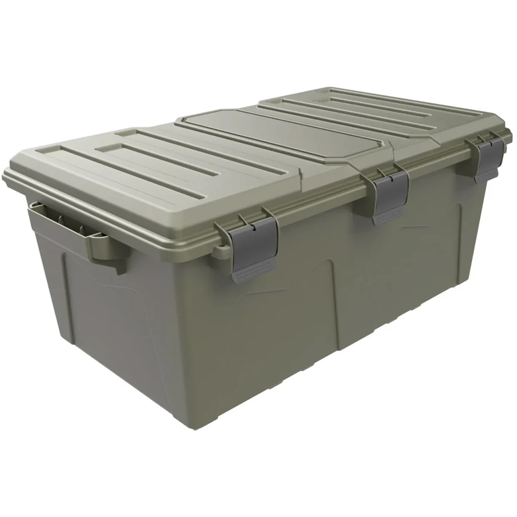MTM Gear Crate Army Green 52-quart stackable storage crate with integrated handles