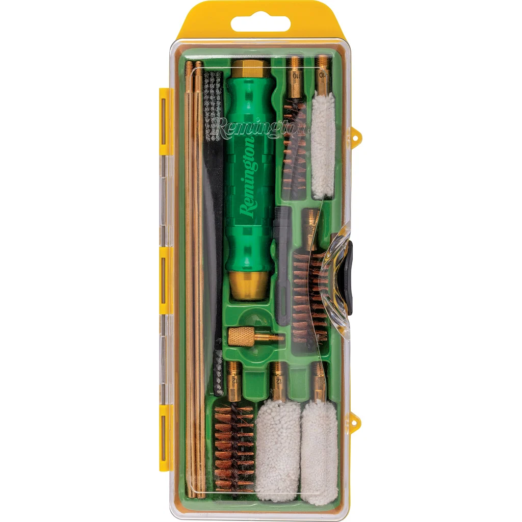 Remington Universal Shotgun Cleaning Kit with brass rods, brushes, and cotton mops for 12ga 20ga 410 Bore