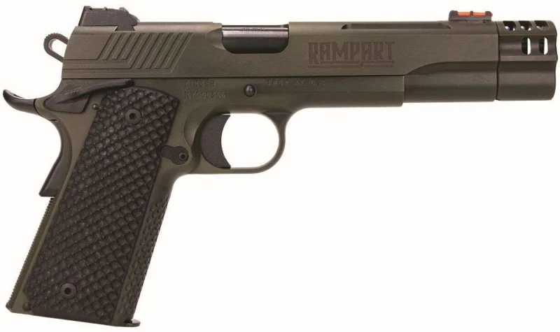 Kimber Rampart 1911 .38 Super 5in Olive Drab Cerakote pistol with Black G10 grips
