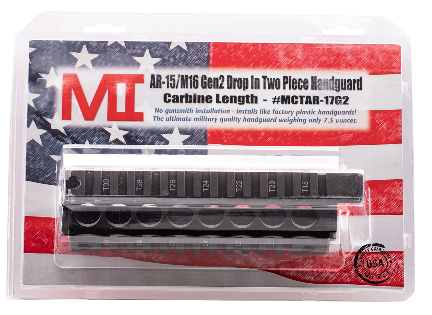 Midwest Industries MCTAR17G2 Gen2 two-piece 7-inch carbine Picatinny quad-rail handguard, black