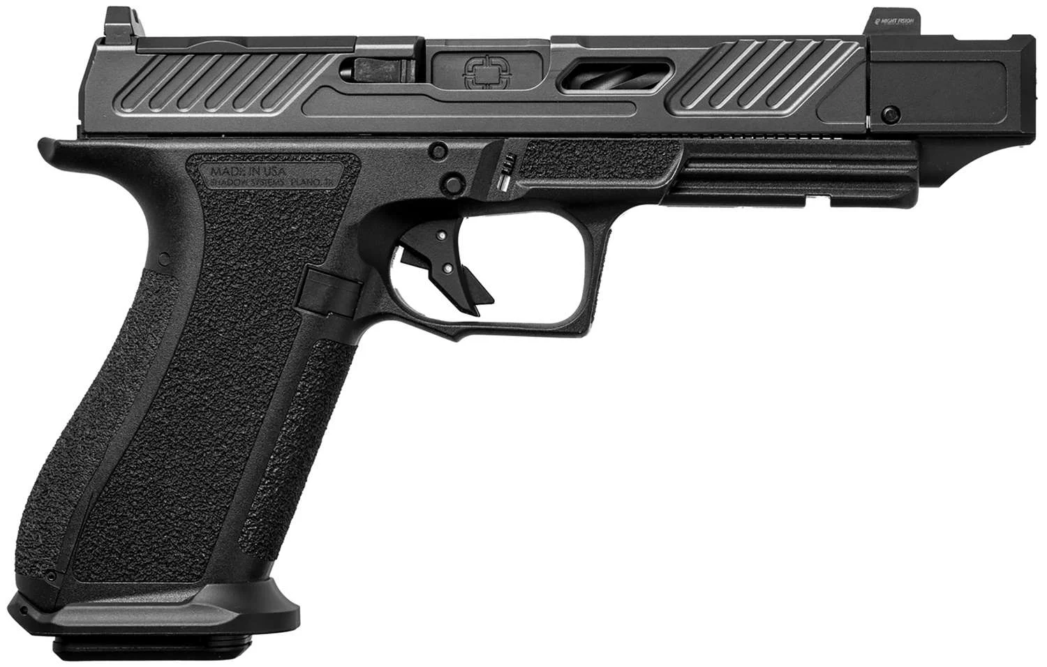 Shadow Systems DR920P Elite 9mm compensated black polymer pistol, CA compliant, 2 magazines