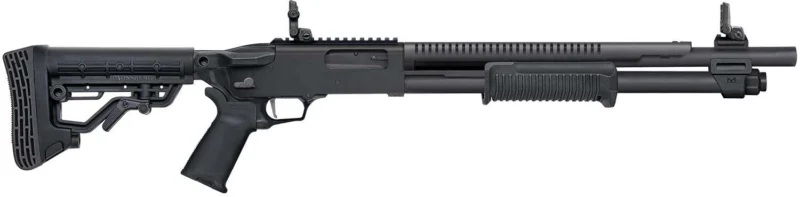 Mossberg 590R 12 Gauge 18.5-inch pump-action tactical shotgun with black synthetic stock