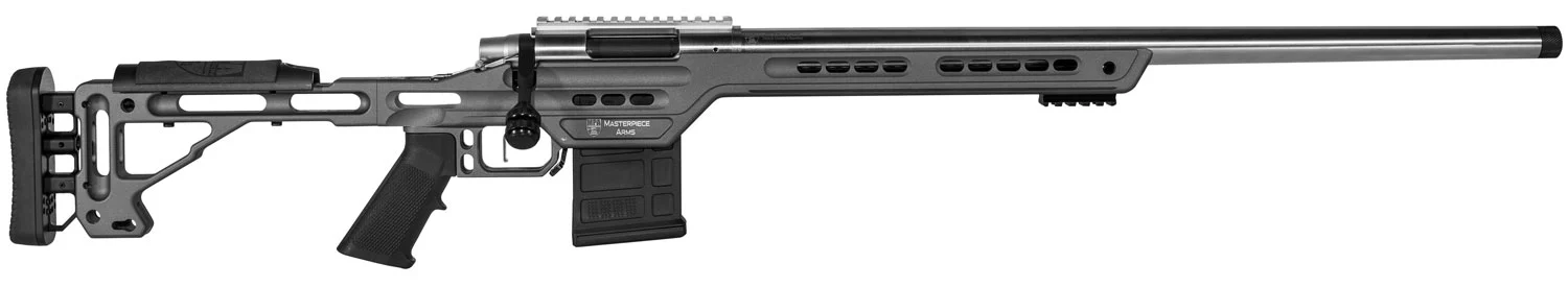 MasterPiece Arms PMR .308 Win precision bolt-action rifle, stainless and Tungsten finish, V-bedded chassis, right-hand
