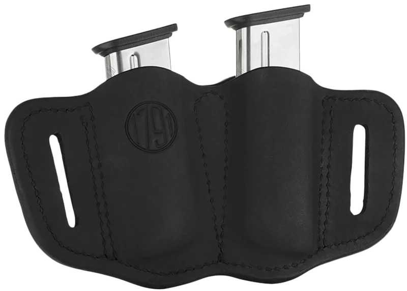 1791 Gunleather M2.1 double magazine carrier black leather belt slide