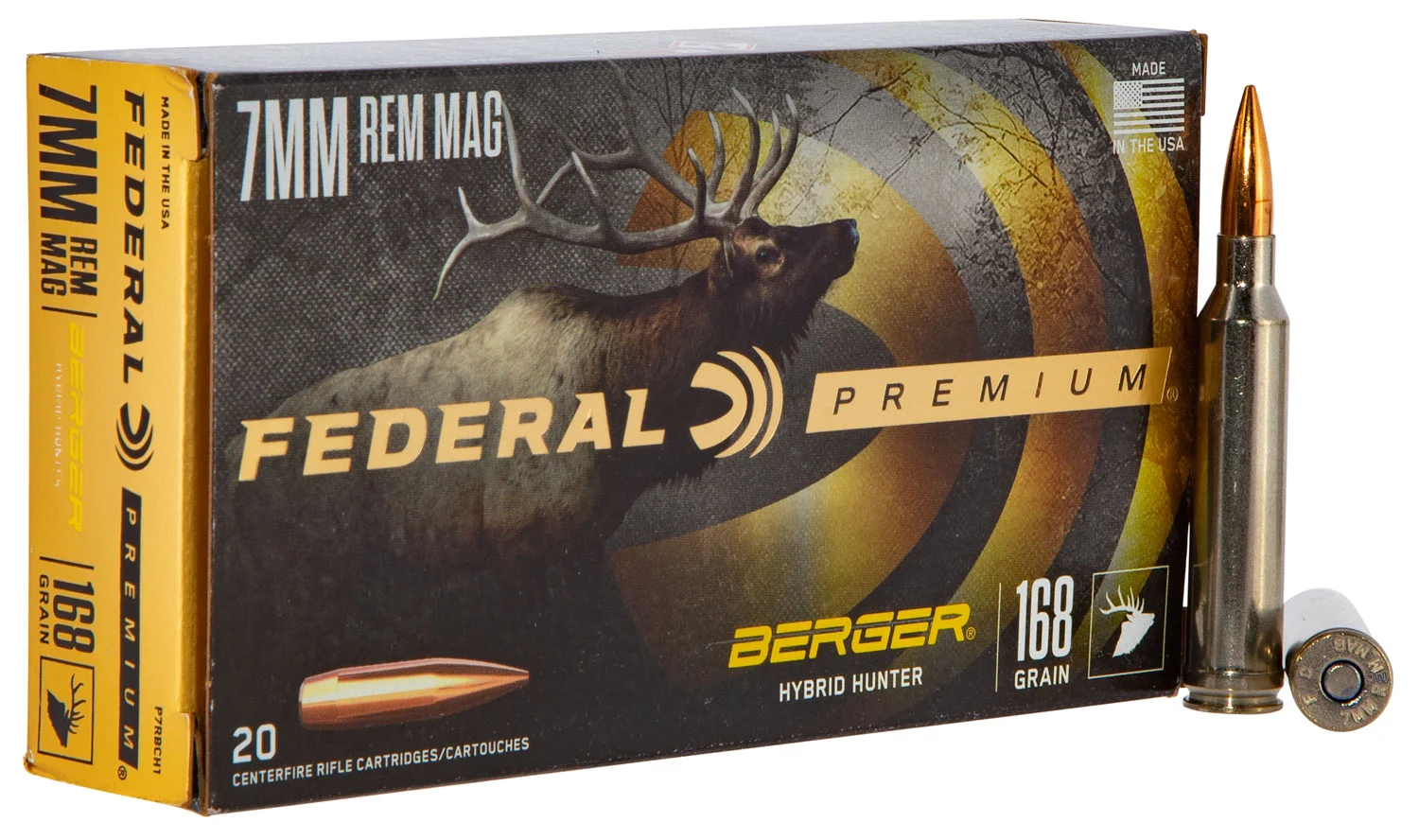 Federal Premium Berger Hybrid Hunter 7mm Rem Mag 168 gr ammunition 20rd box
