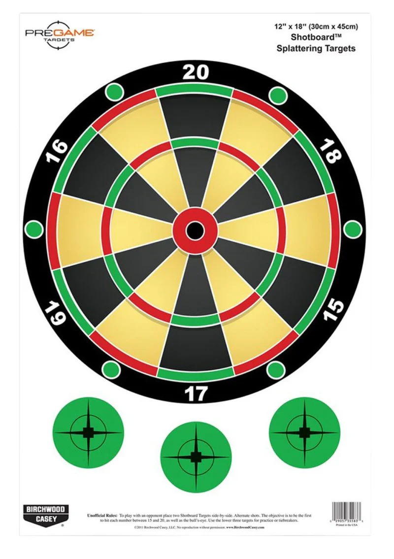 Birchwood Casey Pregame Hanging Paper Dart Board Target 12 x 18 inches 100 pack