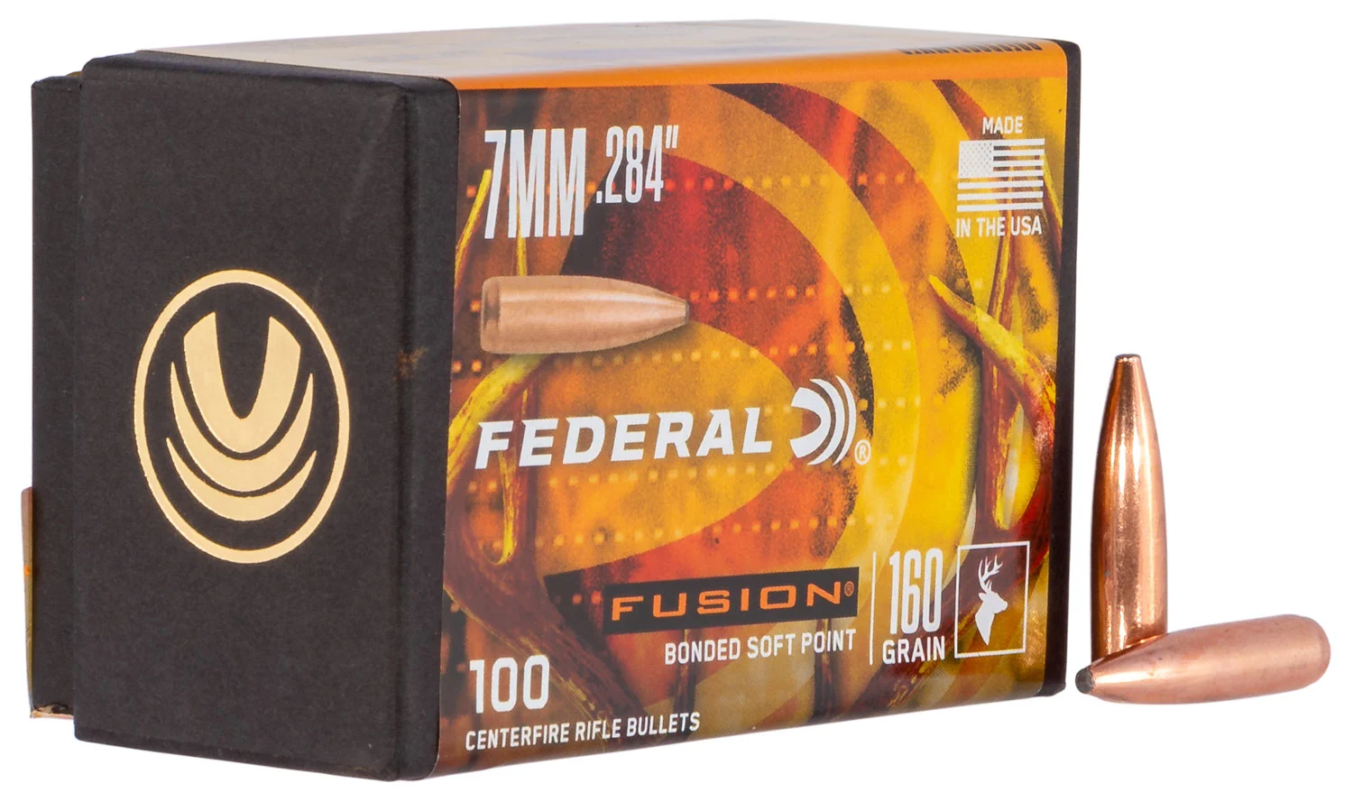 Federal Fusion 160gr .284 (7mm) soft-point component bullets 100 per box